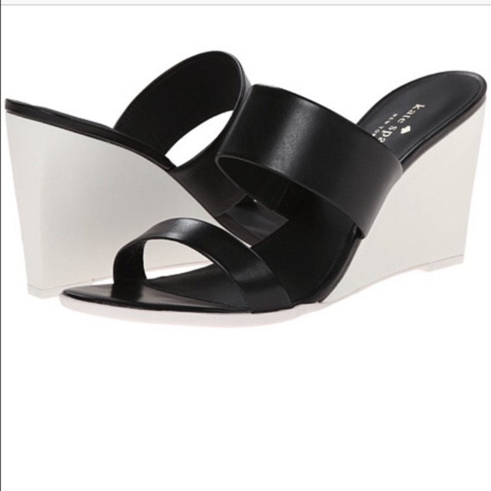 Kate Spade Black White Abilene wedge sandal